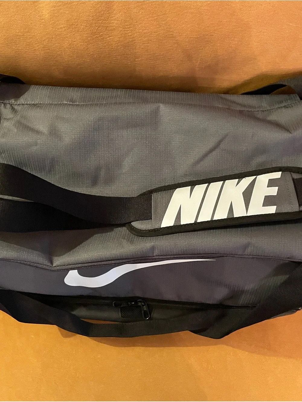 Nike Gray Duffel Bag with White Swoosh and Black Accents(NWOT)